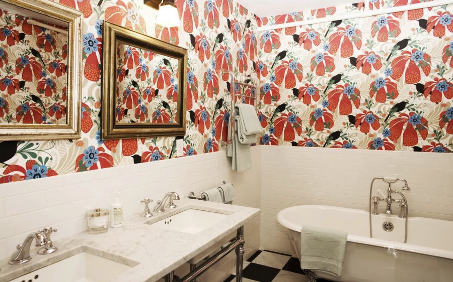 wallpaper installer bathroom