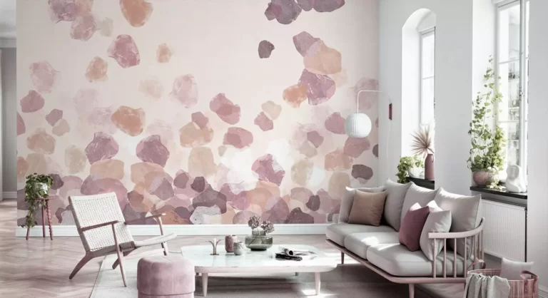 beige wallpaper living room