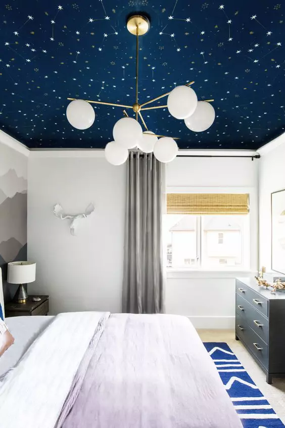 Ceiling wallpapering bedroom